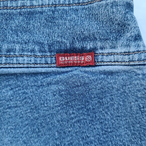 GUESS Pinstripe Light Fade Wash Flare Blue Jeans - Size 28 - Picture 8 of 9